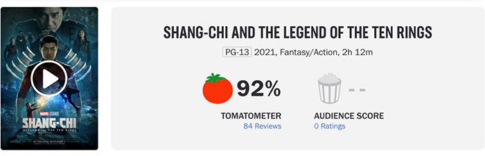 rottentomatoes SHANG-CHI AND THE LEGEND OF THE TEN RINGS 